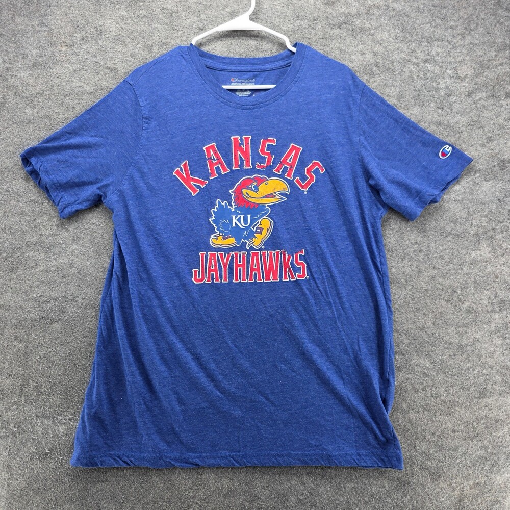 Kansas Jayhawks Shirt Womens XL Champion Short Sleeve Blue